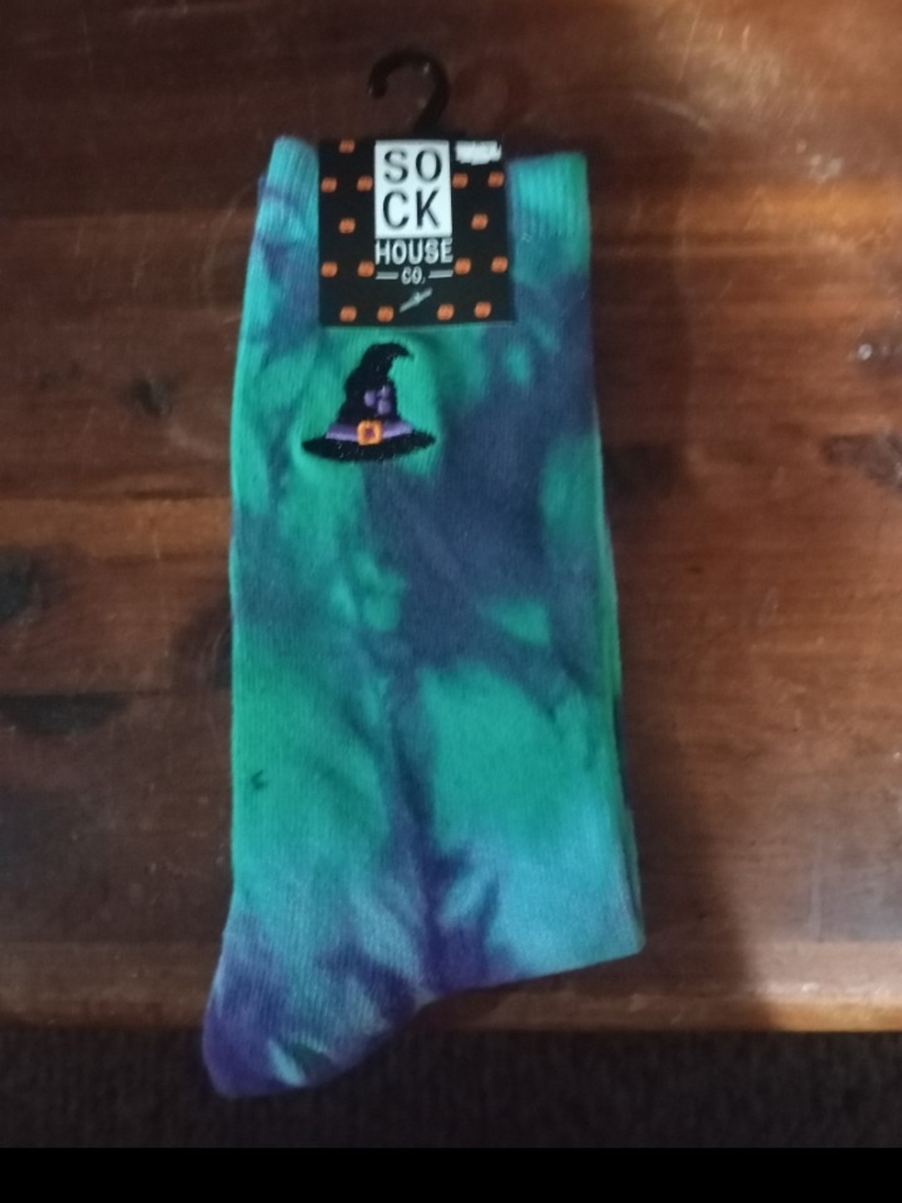 Men's Tie-Dye Witch Hat Crew Socks - Green & Purple